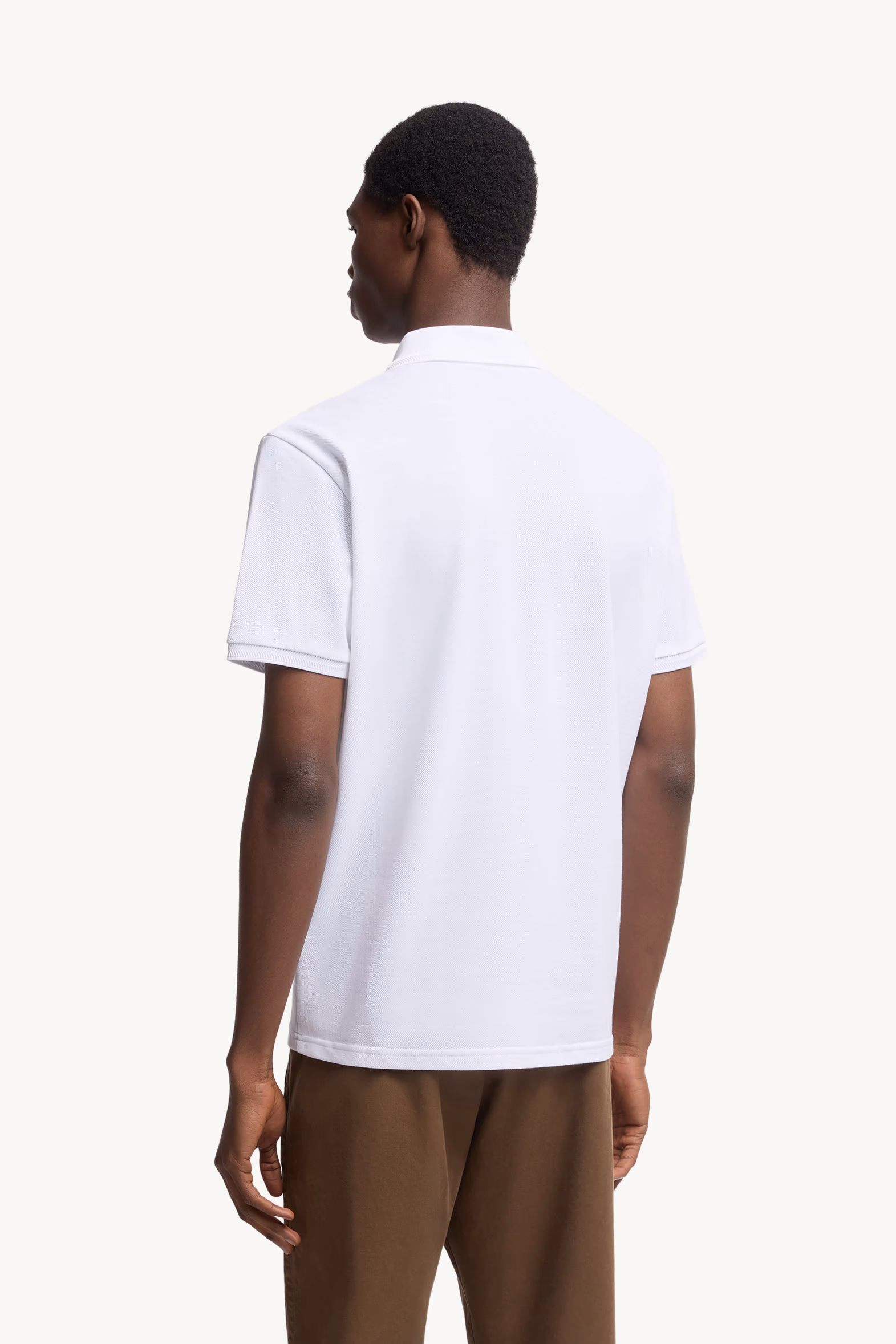 Logo Patch Cotton Piquet Polo Shirt Men White Moncler 5